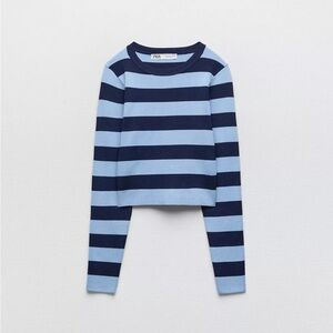 Zara Striped Ribbed Long Sleeve Sweater Size S NWOT